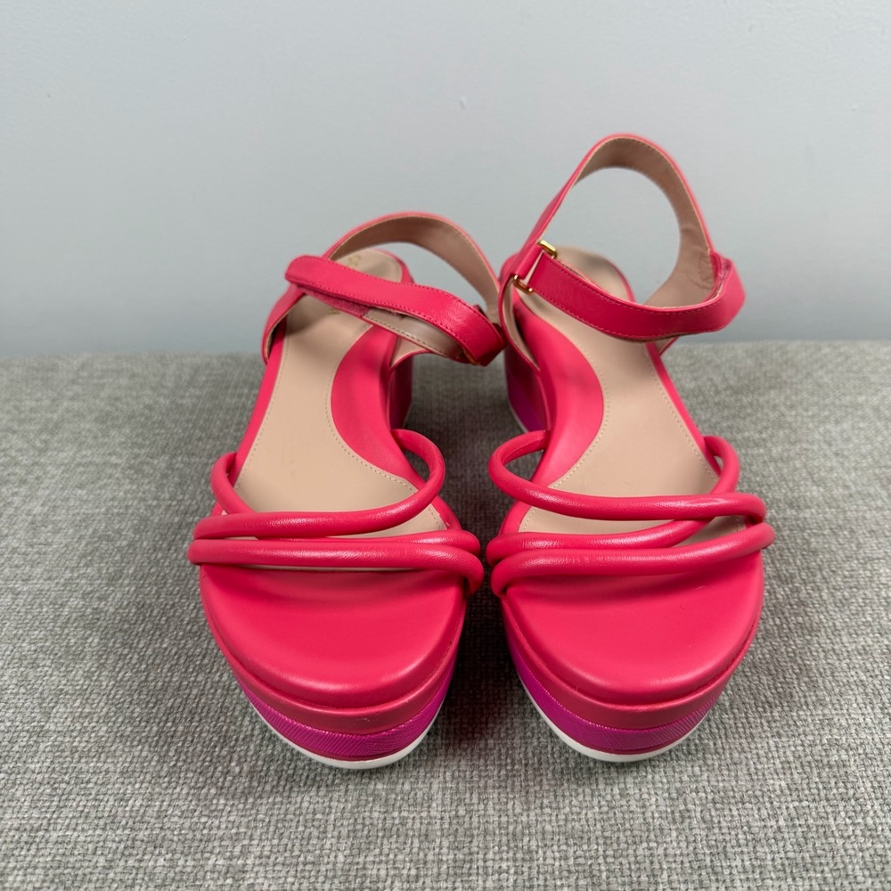 Cole Haan Neon Pink Puffy Strap Grand Ambition Addison Flatform Wedge Sandals 9 - Picture 2 of 12